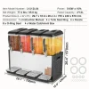 Distribuidor de Bebidas Comerciales SucceBuy 12 L x 4 Depósitos Distribuidor de Bebidas Heladas y Jugos Fríos