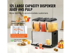 Distribuidor de Bebidas Comerciales SucceBuy 12 L x 3 Depósitos, Distribuidor de Bebidas Heladas y Jugos Fríos
