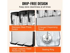 Distribuidor de Bebidas Comerciales SucceBuy 12 L x 3 Depósitos, Distribuidor de Bebidas Heladas y Jugos Fríos