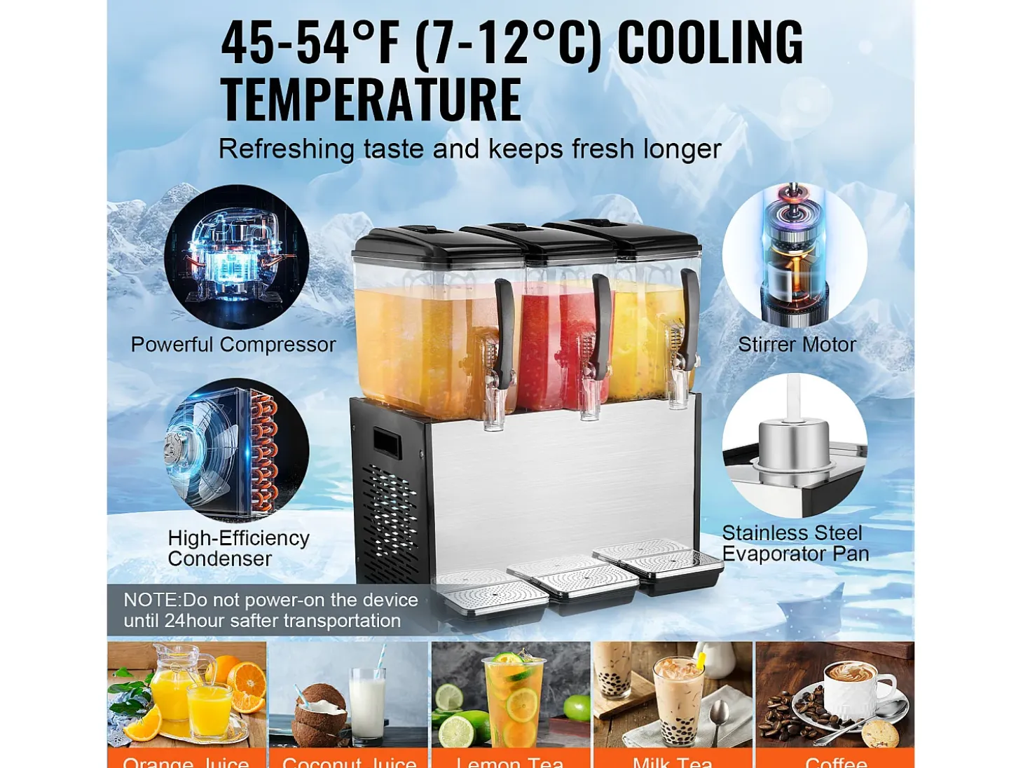 Distribuidor de Bebidas Comerciales SucceBuy 12 L x 3 Depósitos, Distribuidor de Bebidas Heladas y Jugos Fríos