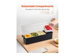 Distribuidor de Especias Refrigerado SucceBuy, con 4 Compartimentos y Tapa, 50,3x16,5x11,7 cm