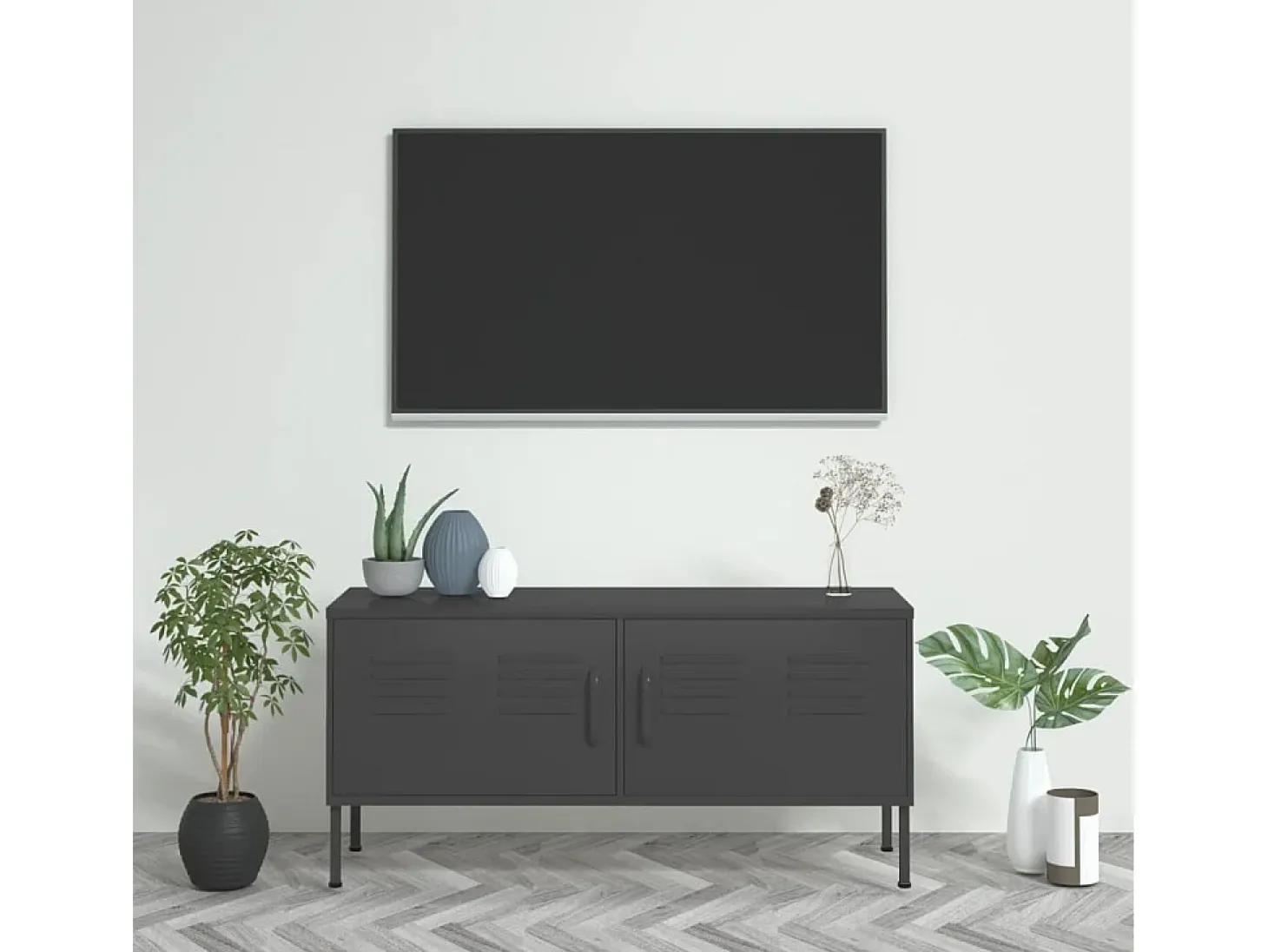 Drøbak Mueble para TV de acero gris antracita 105x35x50 cm