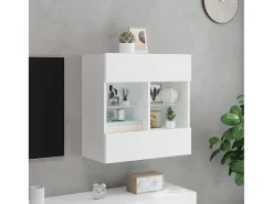 DuBois Mueble de TV de pared con luces LED blanco 58,5x30x60,5 cm