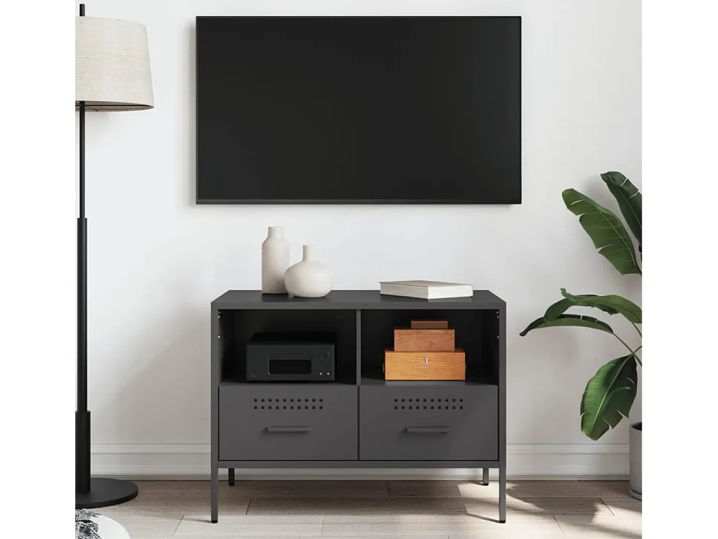 Dundrum Mueble para TV acero negro 68x39x50,5 cm