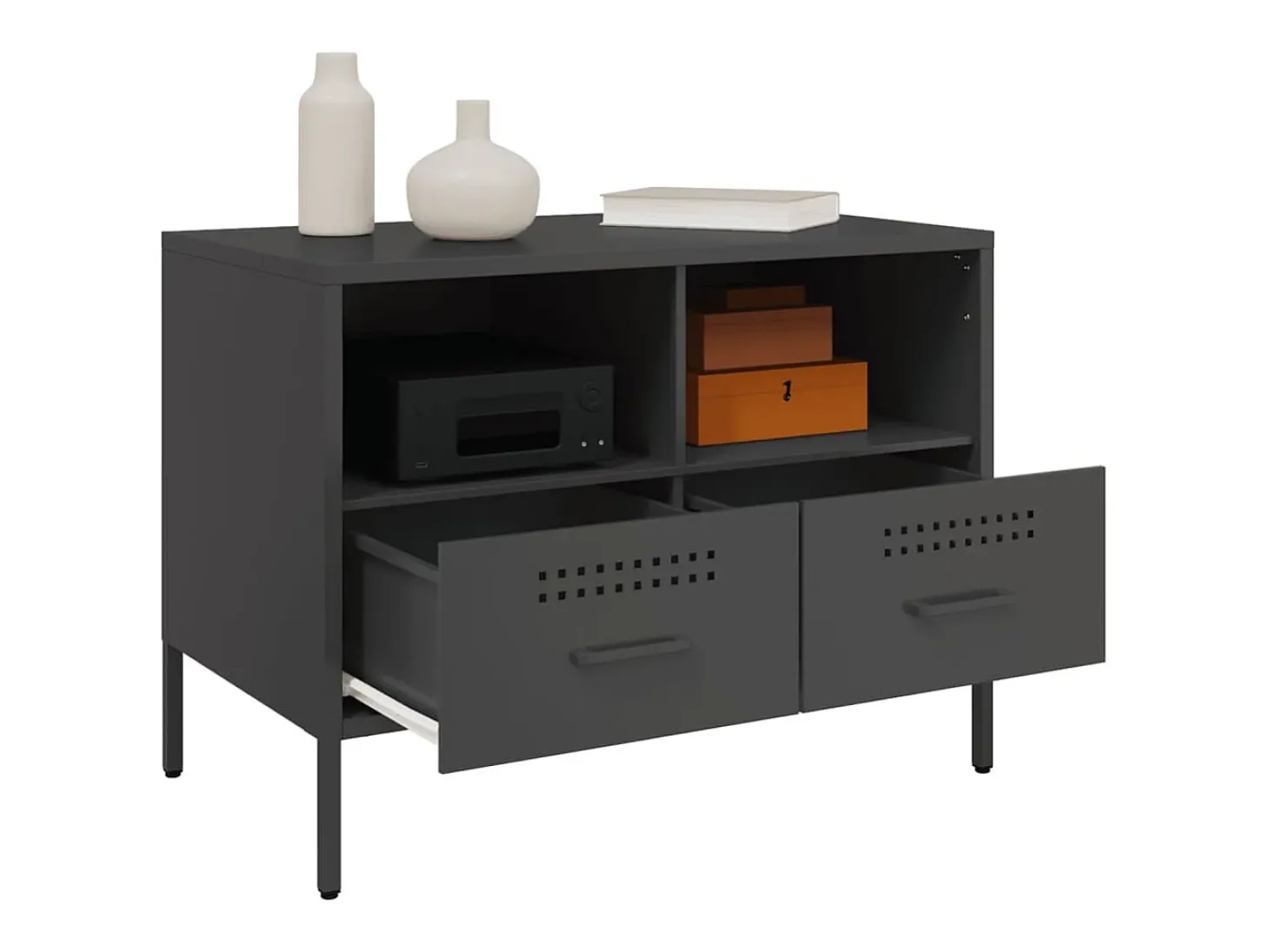 Dundrum Mueble para TV acero negro 68x39x50,5 cm