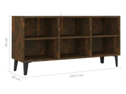 Eadestown Mueble de TV con patas de metal roble ahumado 103,5x30x50 cm
