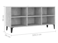 Eadestown Mueble de TV con patas metal gris hormigón 103,5x30x50 cm