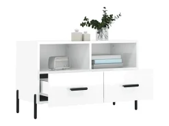 Erasmo Mueble de TV madera contrachapada blanco brillo 80x36x50 cm