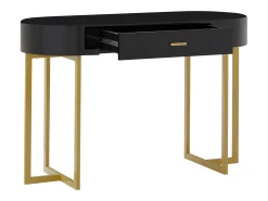 Escritorio consola 1 cajón MDF lacado y metal negro y dorado - TORELI de Pascal Morabito