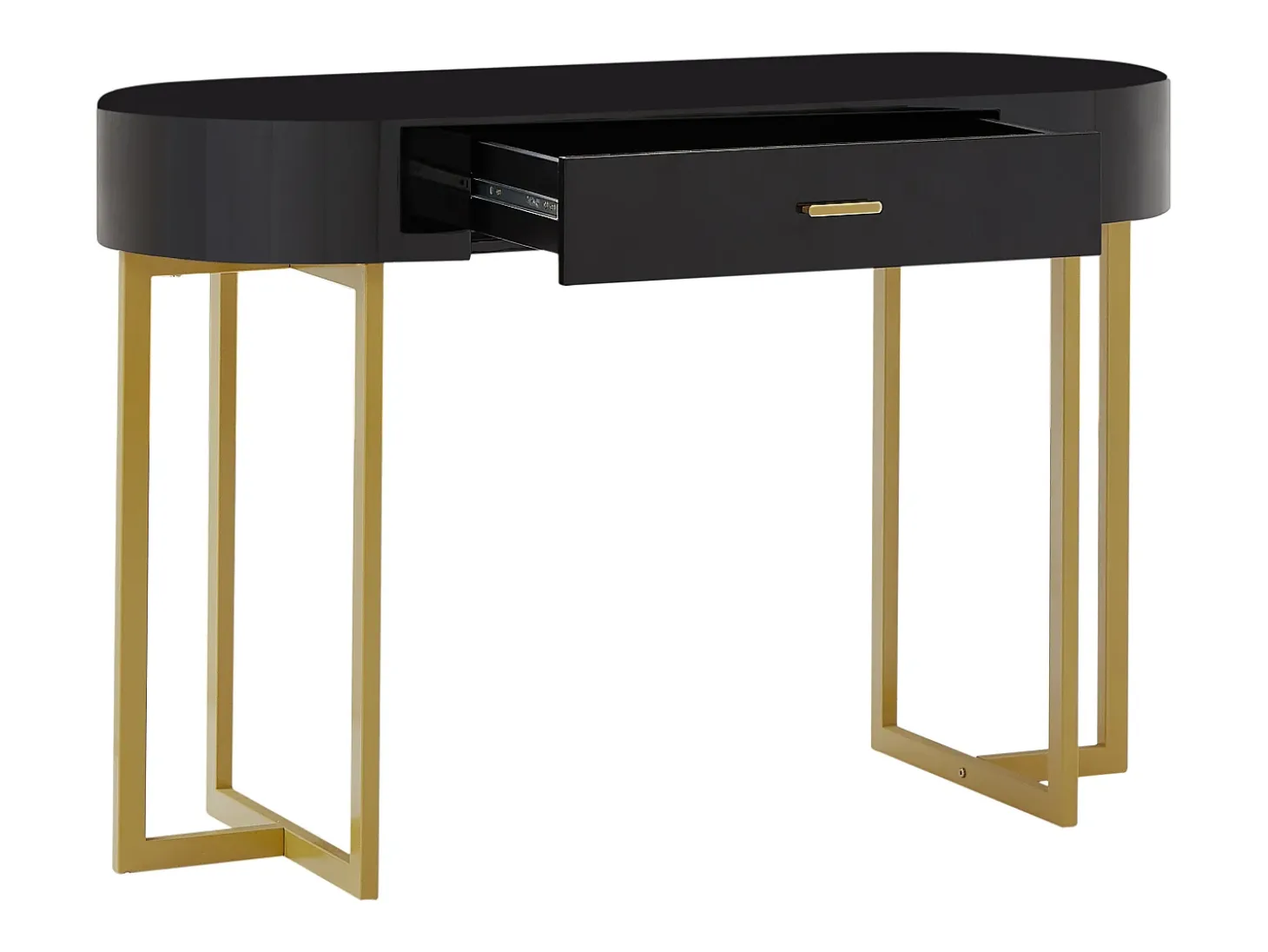 Escritorio consola 1 cajón MDF lacado y metal negro y dorado - TORELI de Pascal Morabito