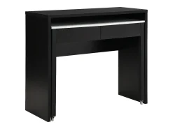 Escritorio consola extensible con 2 cajones negro y efecto mármol blanco - LOAVIA