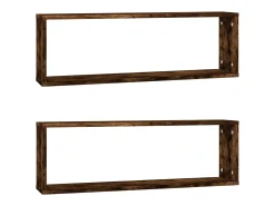 Estante cúbico de pared 2 uds madera roble ahumado 80x15x26,5cm