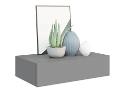 Estante con cajón de pared MDF gris 40x23,5x10 cm ES68777