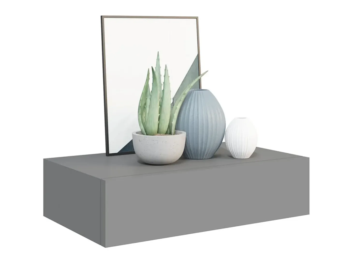 Estante con cajón de pared MDF gris 40x23,5x10 cm ES68777