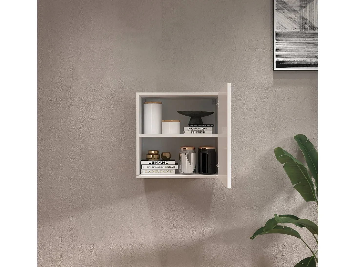 Estante cubo de pared Chronos con 1 puerta blanco brillo 50x35x50 cm