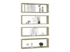 Estante cubo pared 4uds contrachapado roble Sonoma 80x15x26,5cm ES84668