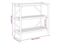 Estante de 3 niveles bambú 100x40x90 cm