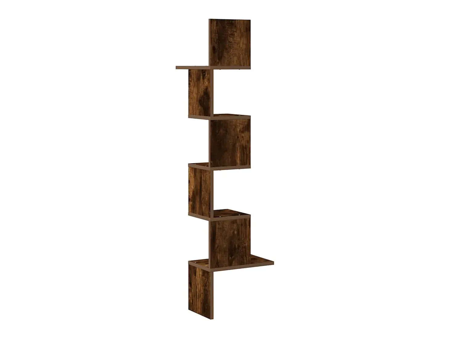 Estante de esquina de pared de roble ahumado de madera de ingeniería