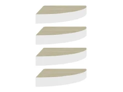 Estante de esquina de pared 4 uds MDF roble/blanco 35x35x3,8 cm ES89382