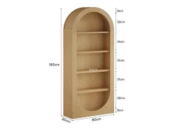 Estante de libros de 180 cm de alto, estante de libros arqueado de 5 niveles con estantes abiertos