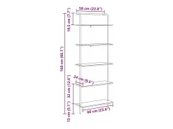 Estante de libros Roble ahumado 60 x 24 x 168 cm