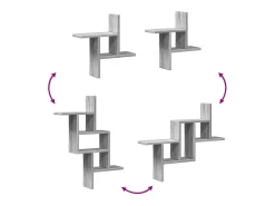 Estante de pared 2 uds madera ingeniería gris Sonoma 38x12x38cm