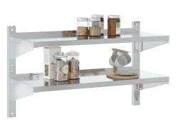 Estante de pared acero inoxidable plateado 100x40x60 cm ES374470