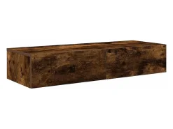 Estante de pared con cajones de madera de ingeniería de roble ahumado