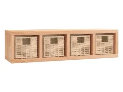 Estante de pared con cestas 62x18x16 cm Madera maciza de nogal