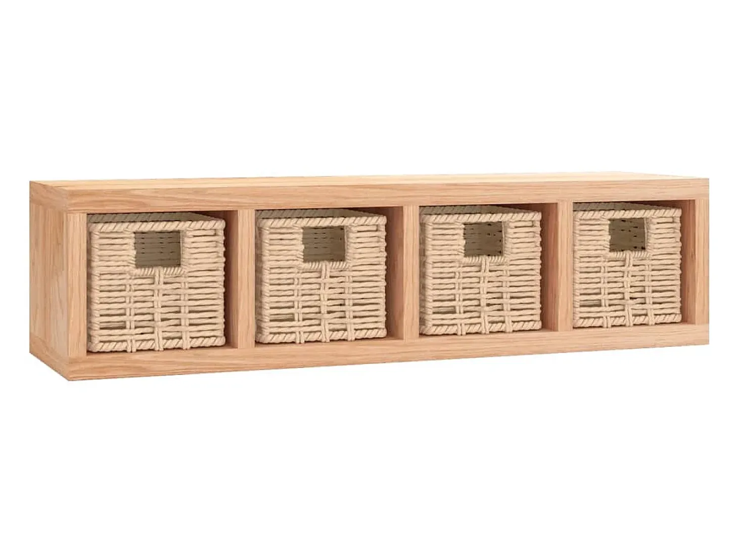 Estante de pared con cestas 62x18x16 cm Madera maciza de nogal