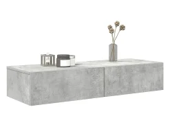 Estante de pared de madera de ingeniería de color gris hormigón con cajones