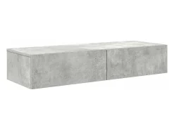 Estante de pared de madera de ingeniería de color gris hormigón con cajones