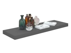 Estante de pared de pared MDF gris brillo 80x23,5x3,8 cm ES19995