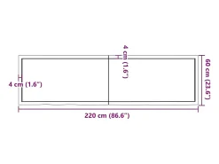 Estante de pared madera maciza roble sin tratar 220x60x(2-6) cm