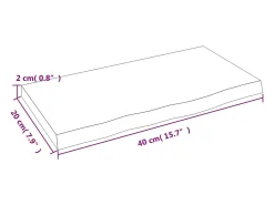 Estante de pared marrón claro 40x20x2 cm madera maciza de roble tratado
