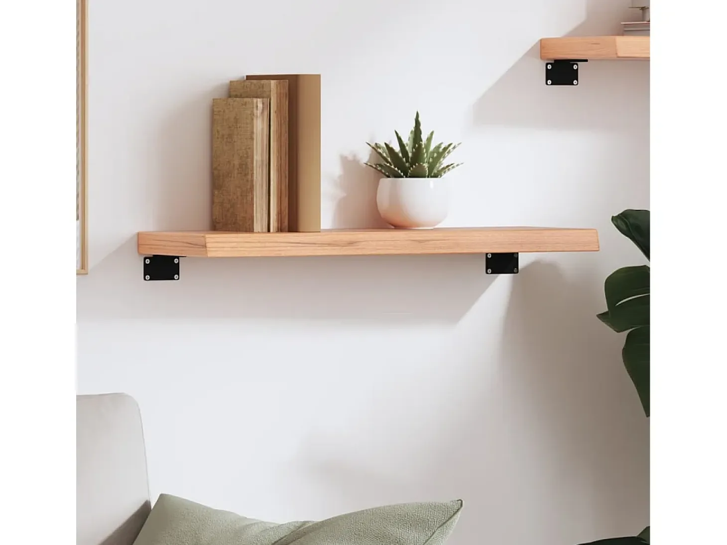Estante de pared marrón claro 60x20x4 cm madera maciza de roble tratado