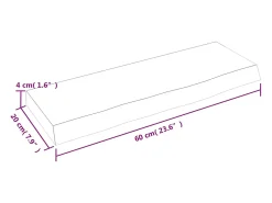 Estante de pared marrón claro 60x20x4 cm madera maciza de roble tratado