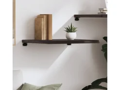 Estante de pared marrón oscuro fabricado en madera maciza de roble tratada
