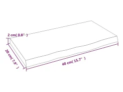 Estante de pared marrón oscuro 40x20x2 cm madera maciza de roble tratado