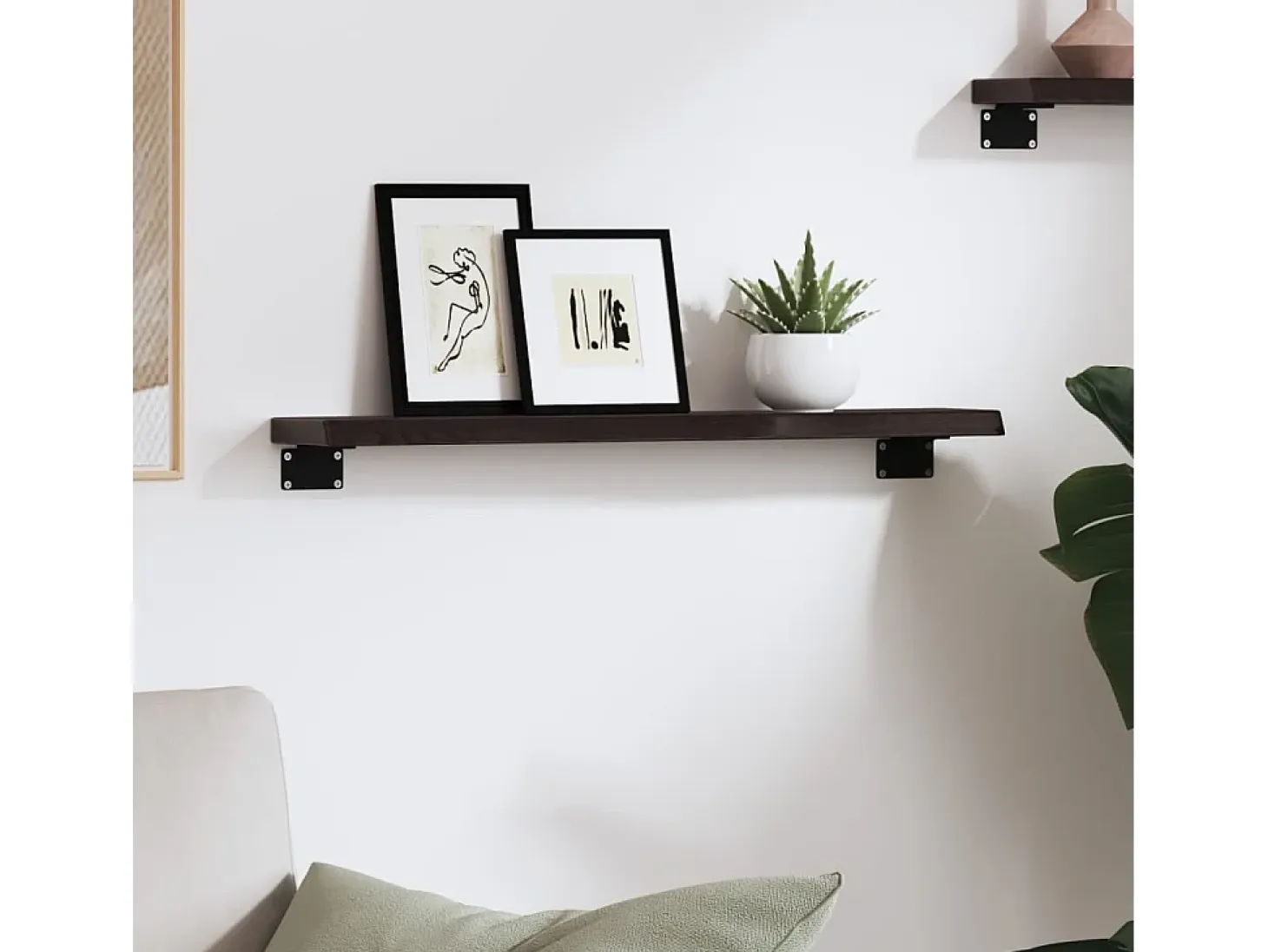Estante de pared marrón oscuro 60x10x2 cm madera maciza de roble tratado