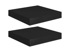 Estante de pared pared 2 uds MDF negro 23x23,5x3,8 cm ES76459