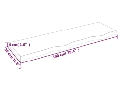 Estante de pared 100x30x(2-4) cm madera maciza de roble sin tratar