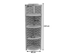 Estante esquinero MCW-K85, blanco, mimbre antracita