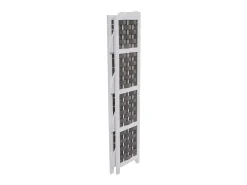 Estante esquinero MCW-K85, blanco, mimbre antracita