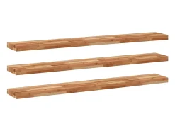 Estante flotante 3 uds madera acacia acabado aceite 120x20x4 cm