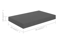 Estante flotante de pared 2 uds Gris brillo 40x23x3,8 cm MDF