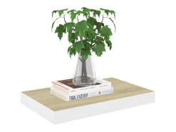 Estante flotante de pared roble y blanco 50x23x3,8 cm MDF