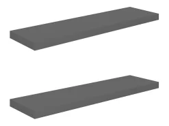 Estante flotante de pared 2 uds Gris brillo 90x23,5x3,8 cm MDF