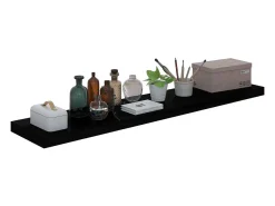 Estante flotante de pared (2 unidades), color negro brillante, 120 x 23,5 x 3,8 cm, MDF.