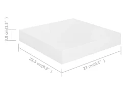 Estante flotante de pared MDF blanco brillo 23x23,5x3,8 cm